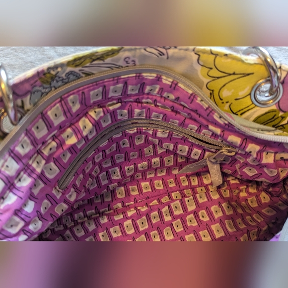 Vera Bradley Retired Gray Bowler Watercolor Floral Satchel Bag Purse EUC - Picture 9 of 15